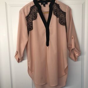 Dusty Rose with Black Lace Blouse- Medium